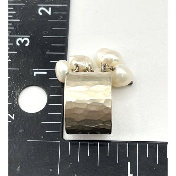 Sterling Silver & Natural Pearl Wide Band Cha Cha Ring Size 6.5 - Picture 7 of 10